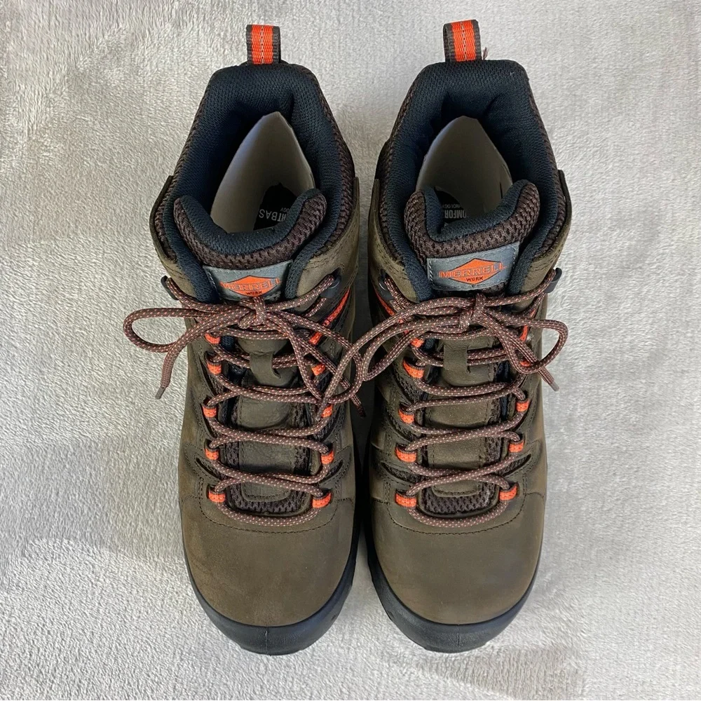 NEW Merrell Strongfield Men's 6" Boots 11.5 Brown Leather Waterproof Carbon Toe_9